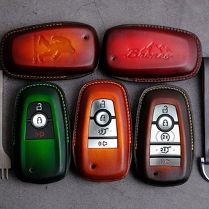 2023 2024 Ford Bronco Sport Key Fob Cover (3 4 5 Buttons) - Ford Bronco Key Case Key Chain Keyless Accessories Stamp Emblem - Gift For Men