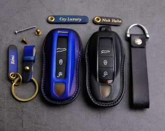 All Type Handcrafted Leather Protector Case For Entry Remotes 718 911 Taycan Panamera Macan Cayenne, Gift For Him, Gif For Her