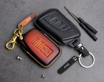 HIBEYO Custodia Intelligente Per Chiave Lexus, Silicone TPU Con Linea Argentata, Organizer Con Portachiavi, Per LS RC UX US ES NX RX (modelli 3 Tasti), Nero - 6