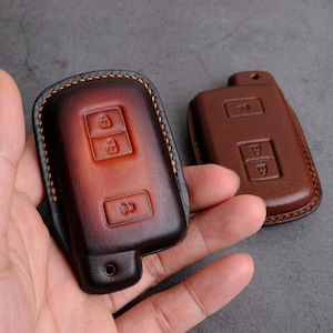 Toyota Tundra Tacoma Key Fob Cover, Handcraft Leahter Key Case for RAV4 Camry Corolla 4Runner Highlander Land Cruiser ... Toyota Accessories