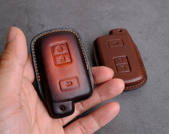 Toyota Tundra Tacoma Key Fob Cover, Handcraft Leahter Key Case for RAV4 Camry Corolla 4Runner Highlander Land Cruiser ... Toyota Accessories