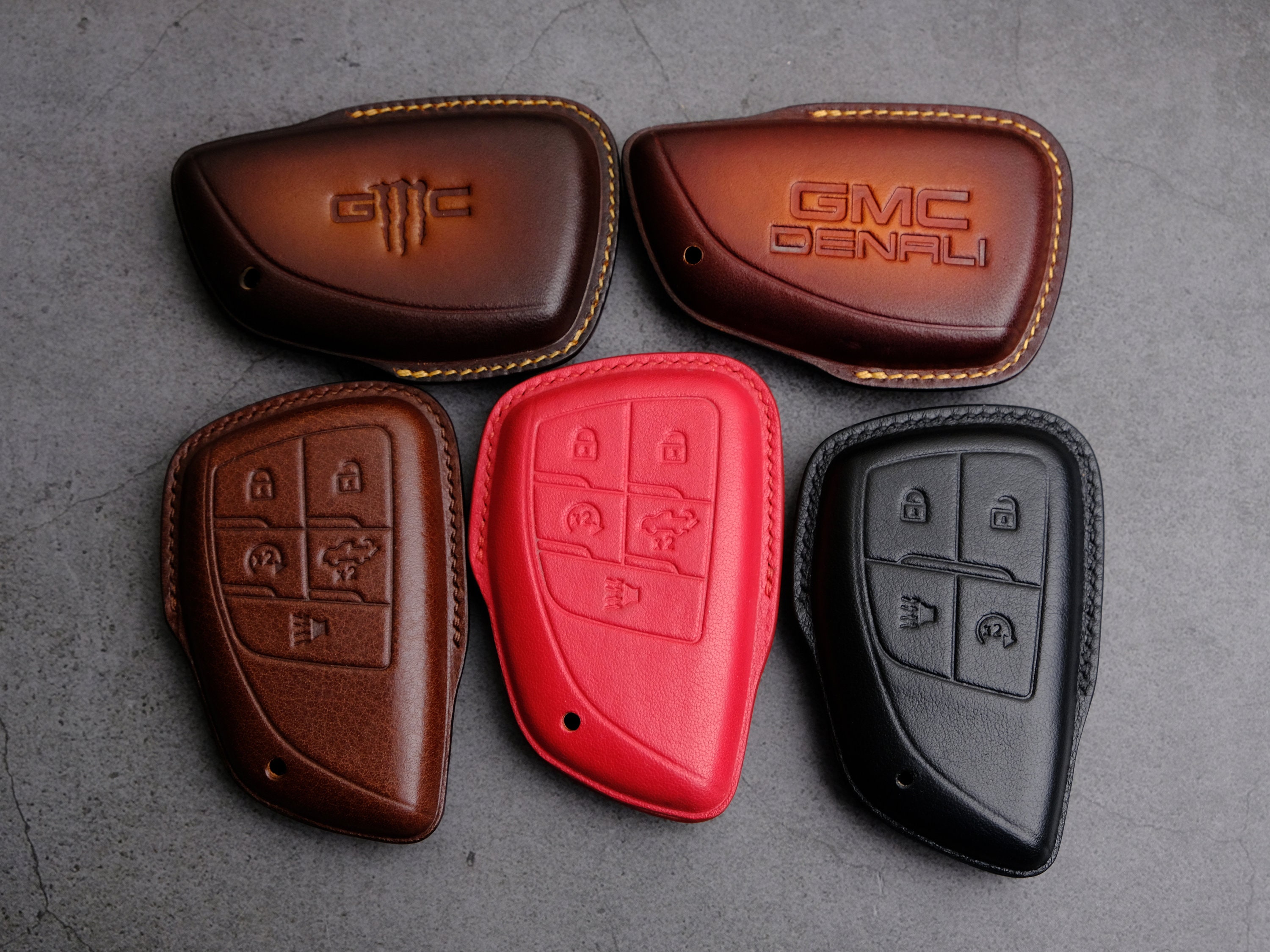 GMC Sierra 1500 2500 Denali AT4 AT4X Heavy Duty Key Fob Cover, Leather ...