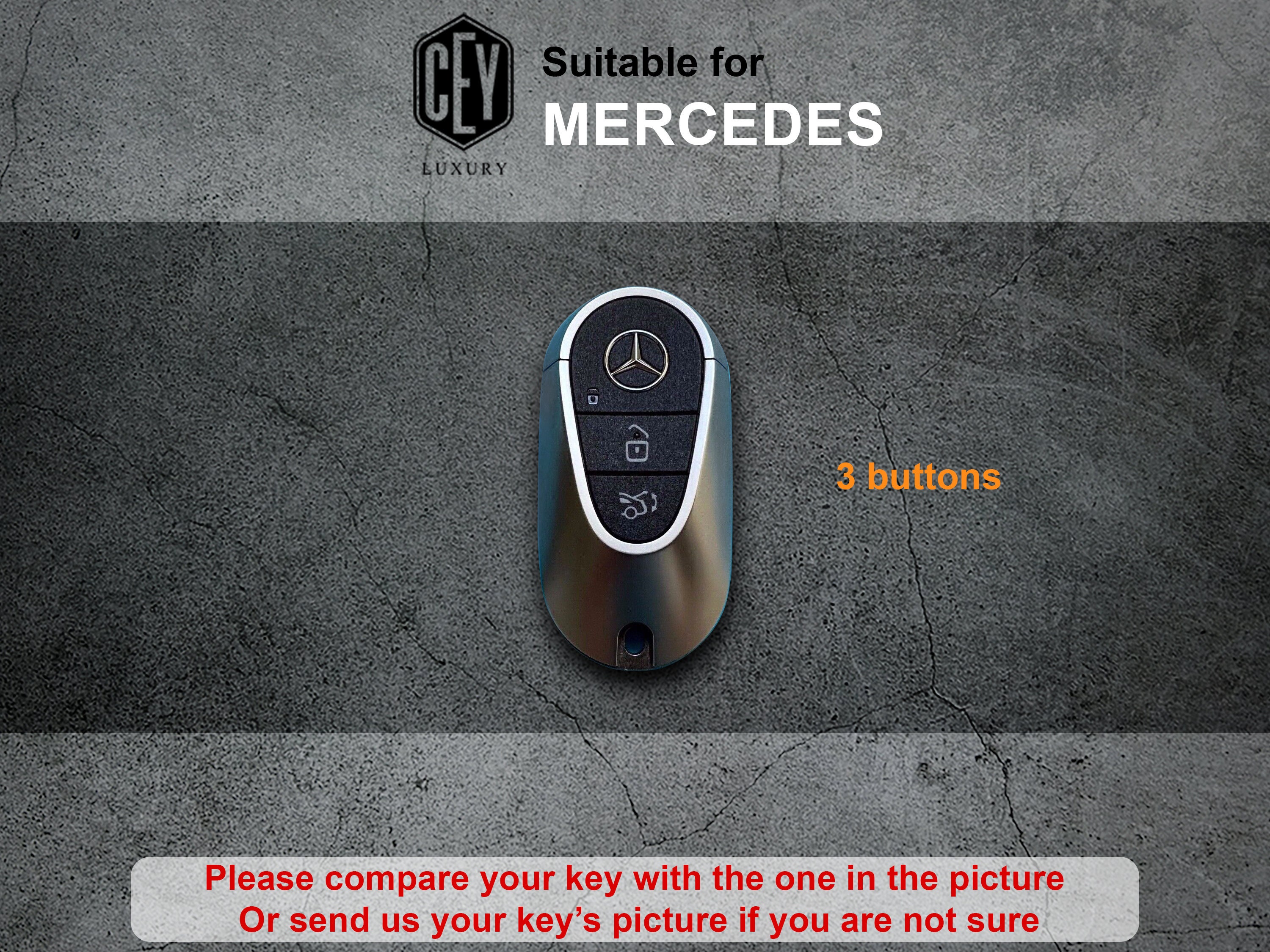 ontto Custodia in Pelle per Chiave Auto, Adatta per Mercedes Classe E E200 E300 E200L E300L E320L AMG CLA GLA CLK GLC Custodia Portachiavi Portachiavi 3 Tasti Nero D