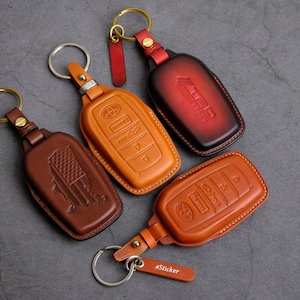 Toyota Tacoma TRD PreRunner Key Fob Cover, Leather Key Case For Tacoma SR5 SR TRD Pro Off Road Trailhunter ... Tacoma Key Chain Stamp Emblem