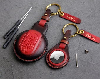 Mini John Cooper Works Leather Key Fob Cover, Leather Key Case For Mini One S Clubman Countryman Convertible Hardtop 2 Doors 4 Doors