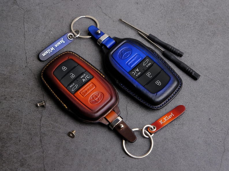 Custom Leather Key Fob Cover for Toyota RAV4 - Toyota Keychains Keyless ...