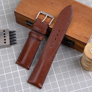 Brown Leather Watch Strap Band - Choice of Width - Handamde Watch Band 22mm 21mm 20mm 19mm 18mm 16mm - Watch Strap Leather - Birthday Gift