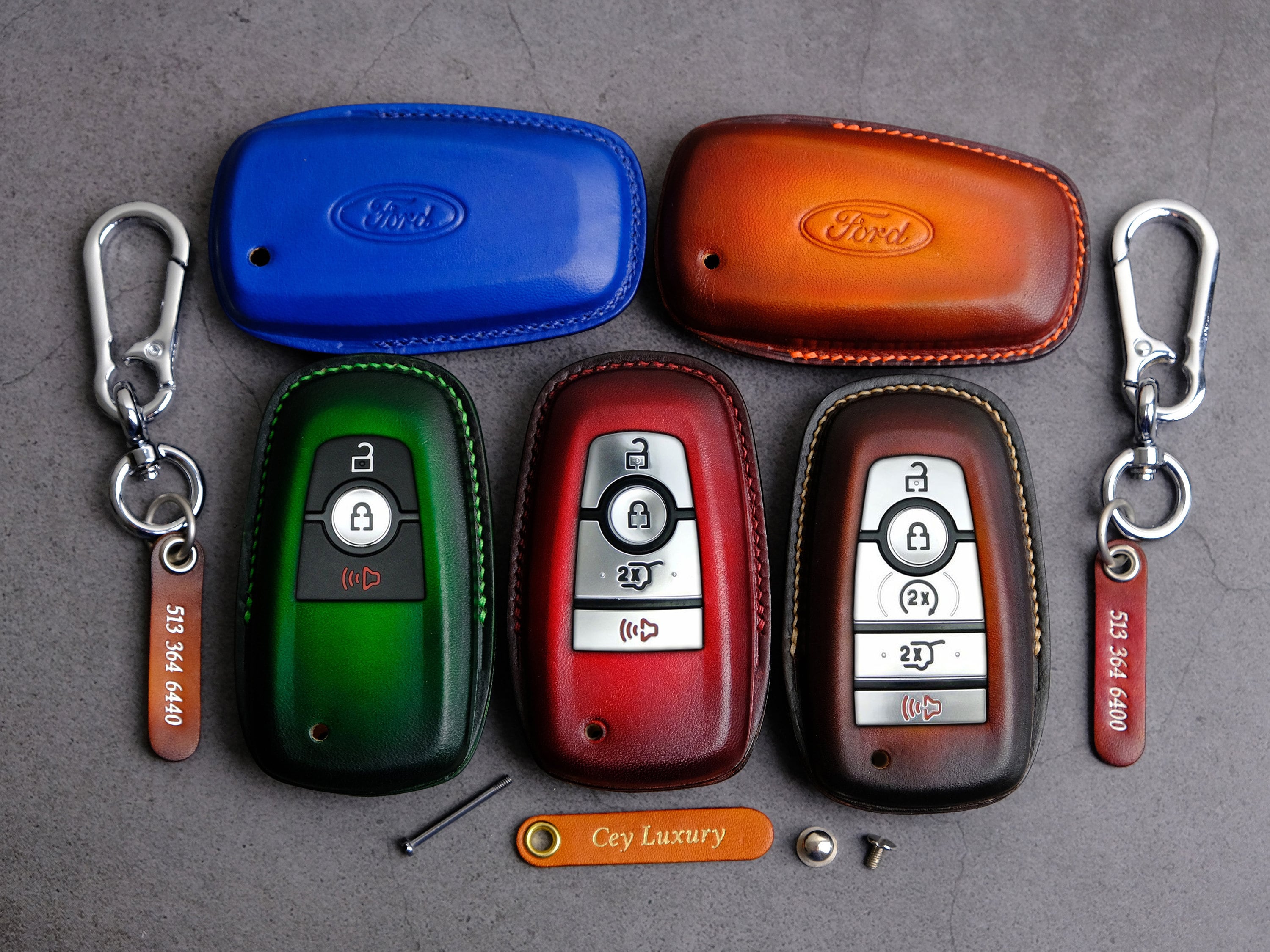 Ford Key Fob Cover 3 4 5 Buttons Leather Key Case for Ford Edge Bronco  Escape Expedition Explorer Fusion F-series Birthday Gift 