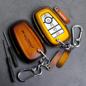 2025 2024 2023 Ford Mustang Mach-E Key Fob Cover, Handmade Leather Key Case for Dark Horse, GT, RTR, Mach-1, Shelby, Gift For Dad