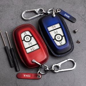 All Ford Bronco Leather Key Fob Cover - Custom Logo Key Case For Bronco Sport, Badlands, Outer Banks, Big Bend, Wildtrak, 2-Door, 4-Door