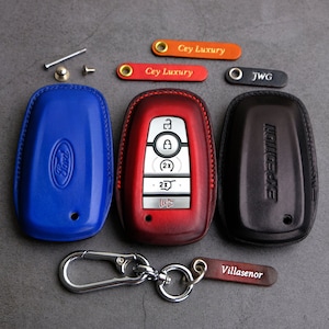 Étui porte-clés Ford Expedition - Étui de protection en cuir pour télécommande d&#39;entrée sans clé Ford Bronco Edge Explorer Fusion Mustang ... Cadeau d&#39;anniversaire