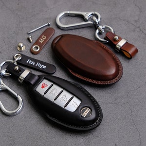 Nissan Key Fob Cover - Leather Key Case For Nissan Altima/ Armada/ Kicks/ Maxima/ Murano/ Rogue/ Sentra/ Titan/ Versa - Nissan Accessories