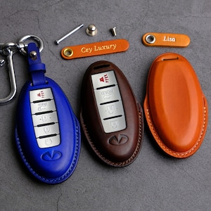 Leather Key Case For Infiniti E35/FX35/FX50/G37/Q60/Q70/QX56, Personalized Infiniti Key Fob Cover, Infiniti Accessories, Keychain Holder