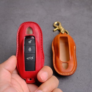 Panamera Key Fob Cover - Leather Key Case For Entry Remotes Fob Shell Cayenne/ Macan/ Taycan/ Panamera/ 718/ 911 - Gift For Her