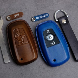 Ford Key Fob Cover (3 Buttons) Leather Key Case For Ford Bronco/ Ecosport/ Edge/ Everest/ Expedition/ Explorer/ F Series - Ford Accessories