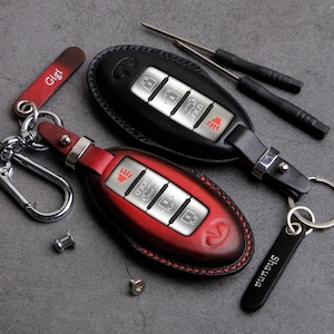 Personalized Leather Infiniti Key Fob Cover For QX - Custom Car Key Case For Infiniti Q50, Q60, QX50, QX60... Infiniti Key Chain Remotes