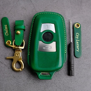 Leather Key Fob Cover For BMW 2 3 4 5 6 X3 X5 X6 M3 Z4 E F Series - BMW Key Case Key Chain Entry Remote Accessories - Gift For Him