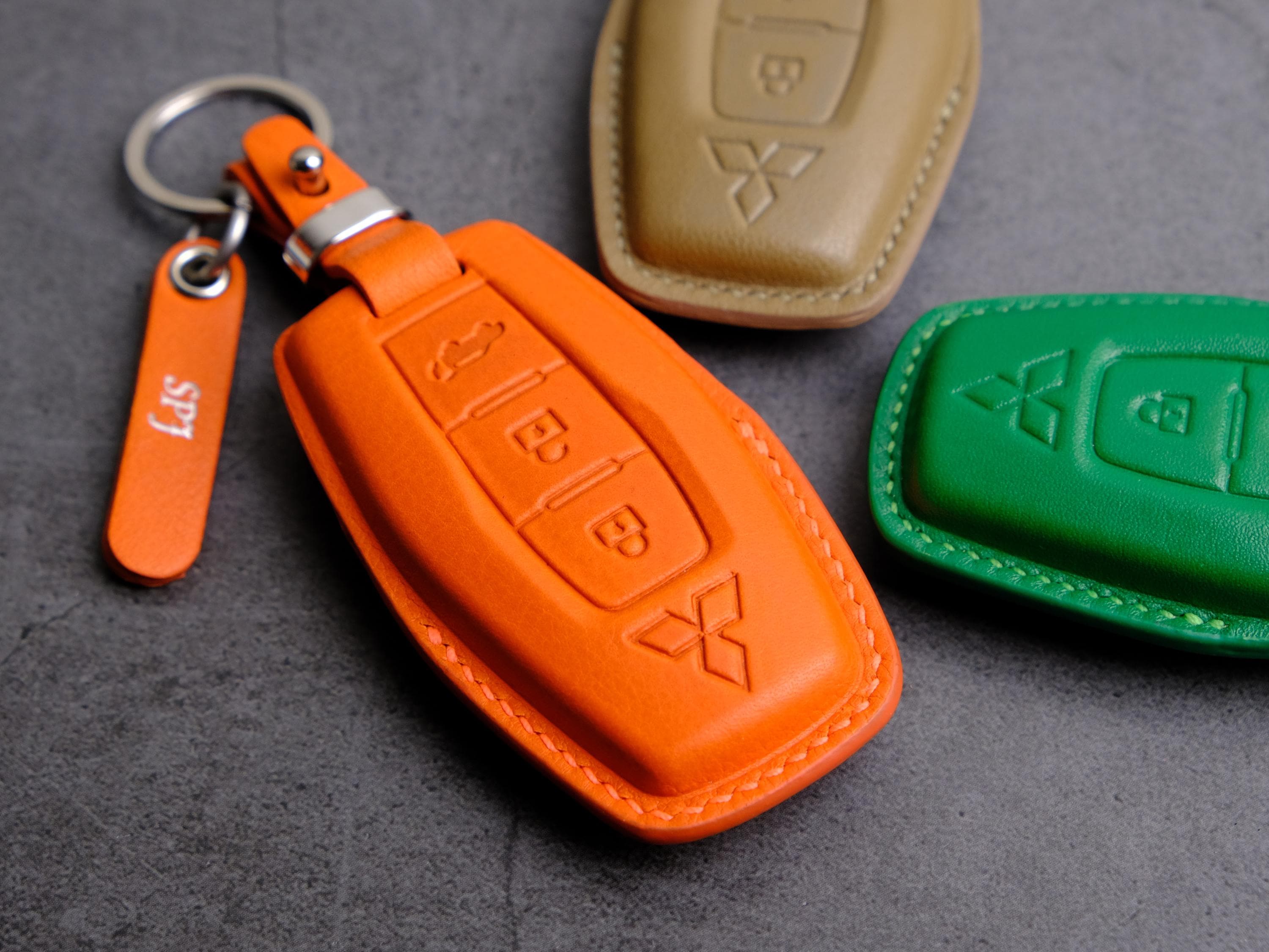 Leather Car Key Cover Smart Remote Control Fobs Shell Protector Case Auto Accessory For Mitsubishi Outlander EK Series 2021 2022 - 34 - View #6