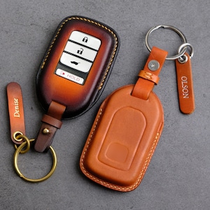 CR-V Key Case, Leather Protect Case For Accord Civic HR-V Pilot Ridgeline Fit Odyssey Crosstour Insight ... Key Chain Holder