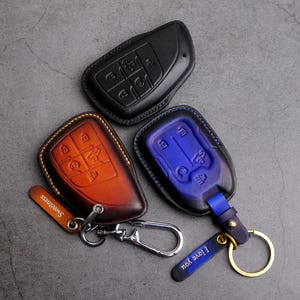 Handcrafted Leather Key Fob Cover For GMC Sierra - Custom Key Case For GMC Sierra 1500 HD AT4 Denali - Gmc Accessories - Gift For Him