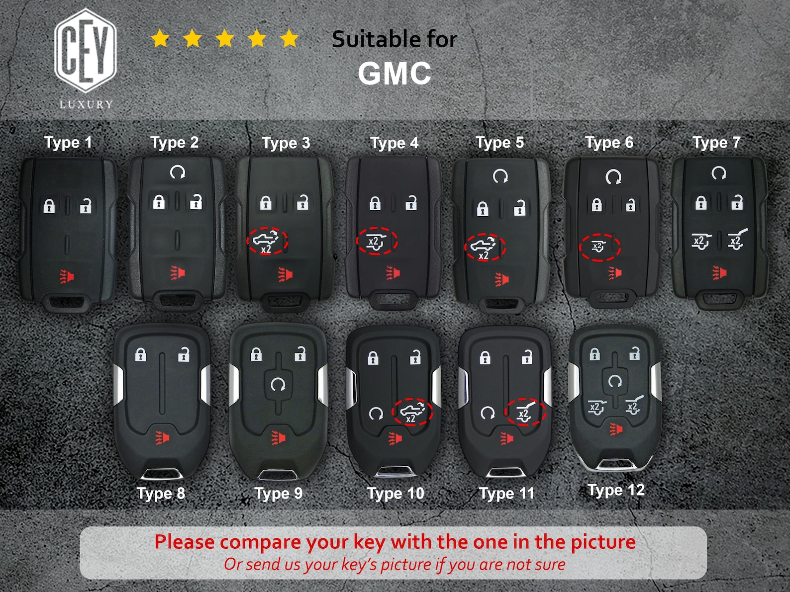 Leather Key Case for GMC Sierra 1500, Handcrafted Key Fob Cover for GMC ...