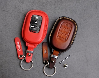 Civic Key Fob Cover - All Type Leather Key Fob Cover for CR-V HR-V Accord Pilot Trailsport Passport Odyssey - Custom Keychain Holder