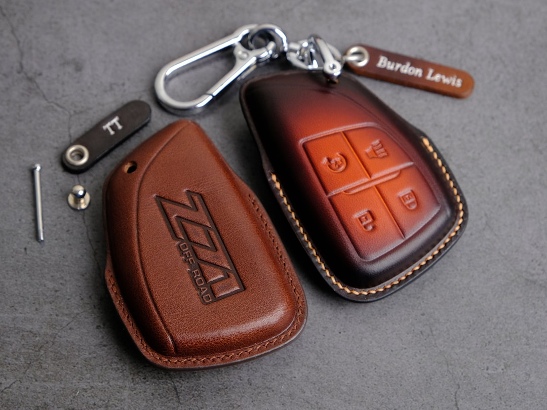 2024 2023 Chevrolet Silverado Colorado Key Fob Cover, Leather Key Case for Keyless Entry Remotes