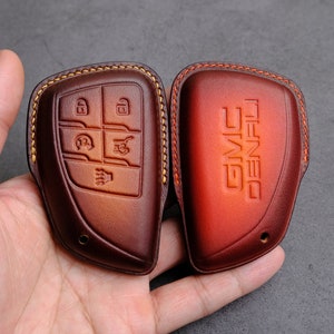 2023 2024 GMC Yukon AT4 Denali Key Case, Leather Key Fob Cover For GMC Yukon Xl Denali Ultimate AT4, GMC Yukon Entry Remotes Accessory
