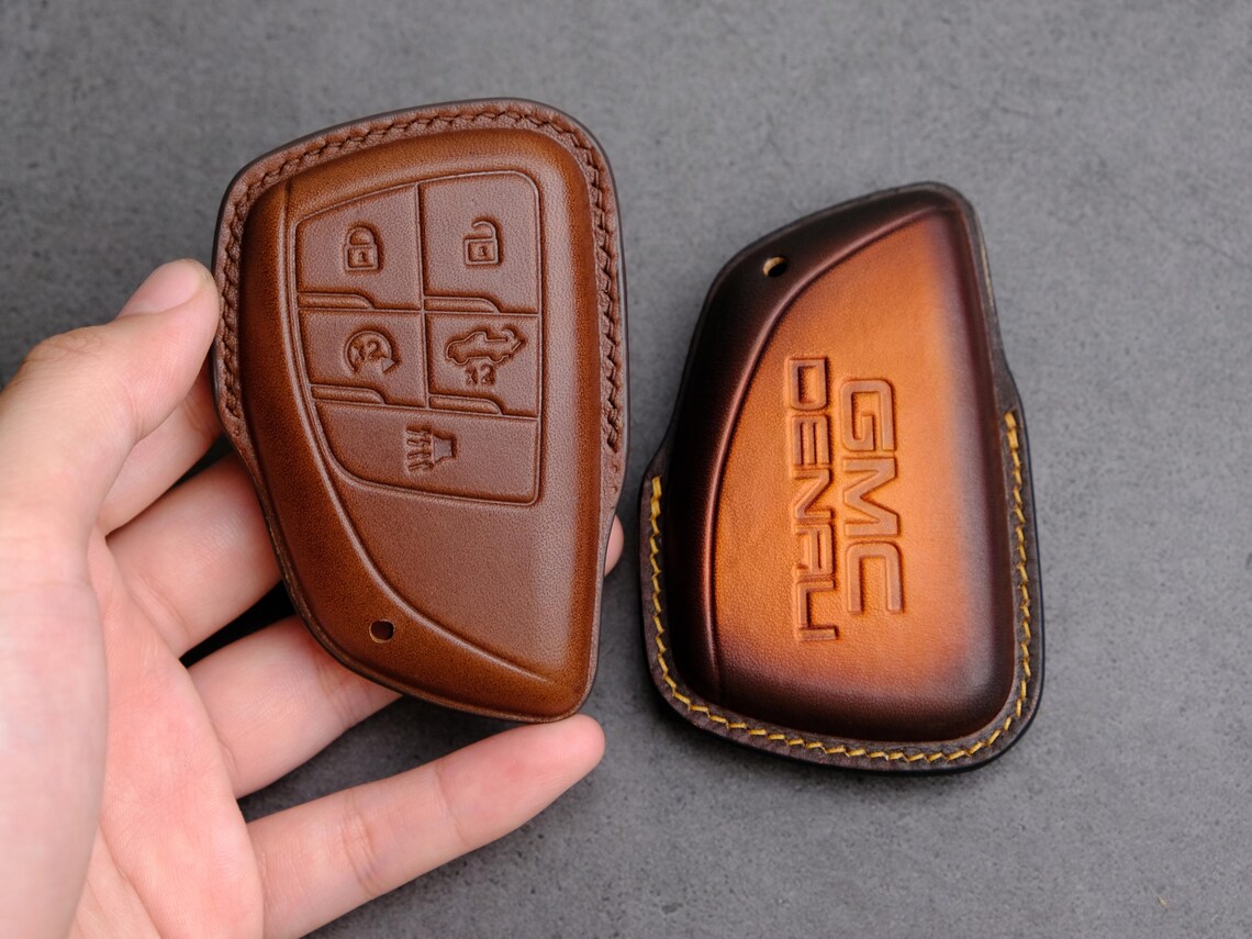 GMC Denali Key Fob Cover, Handcraft Leather Key Case for GMC Canyon ...