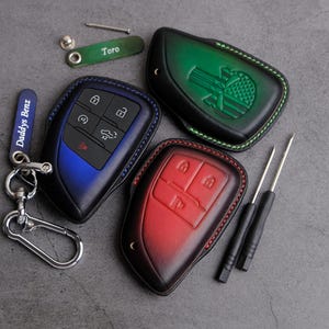 Chevy Silverado High Country Key Fob Cover, Unique Handmade Leather Key Case For Chevy ZR2 Z71 TRAIL BOSS LT Wt , Chevy Silverado Accessory