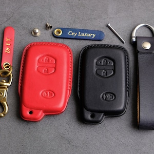 Toyota 4Runner Highlander Land Cruiser Camry Fortuner ... Key Fob Cover - Leather Key Case For Entry Remotes Key Fob Toyota - Gift For Him