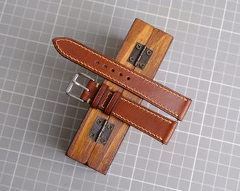 Handmade Brown Leather Watch Strap - 22mm 20mm 19mm 18mm 16mm - Choice of Width - Custom Watch Strap - Gift For Husband