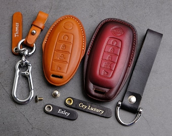 Nissan Key Fob Cover - Leather Key Case For Nissan Altima/ Armada/ Kicks/ Maxima/ Murano/ Rogue/ Sentra/ Titan/ Versa - Nissan Accessories - UK