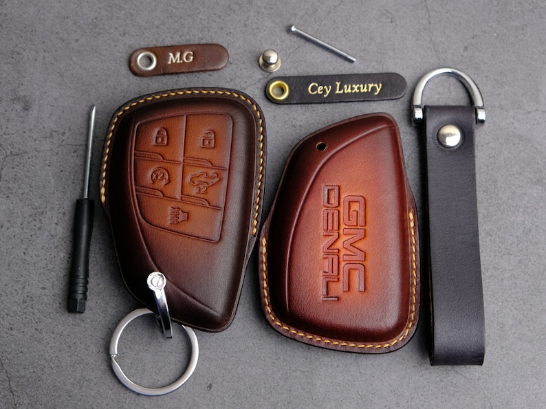 GMC Sierra Denali Key Fob Cover, Handcraft Leather Key Case for GMC ...