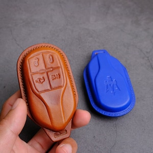 Maserati Key Fob Cover - Handcraft Leather Key Case For Maserati GranTurismo/ Ghibli/ Levante/ Quattroporte - Maserati Accessories