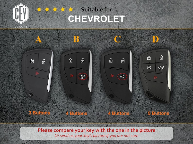 2024 2023 Chevrolet Silverado Colorado Key Fob Cover, Leather Key Case ...