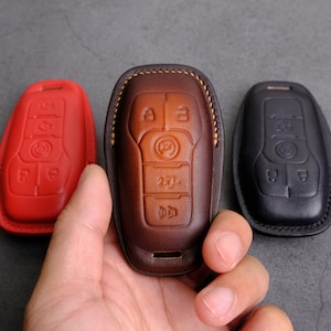 Ford Fusion Key Fob Cover, Leather Key Case For Ford F series, Mustang, Explorer, Ford Keyless Entry Cover, Ford Fusion Accessories