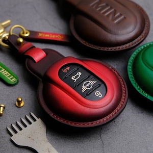 Mini John Cooper Works  Key Case - Handcrated Leather Key Fob Cover For Mini Countryman Clubman Hardtop  - Mini JCW Accessories