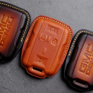 GMC Sierra Canyon Denali Key Fob Cover – Handmade Leather Key Case for GMC Denali, Sierra, Canyon, Acadia, Yukon... & Accessories - Dad Gift