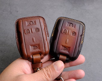 2014-2023 Chevrolet Silverado Key Case, Leather Key Fob For Chevrolet Silverado ZR2 High Country LT Trail Boss, Chevy Pickup Stamp Emblem