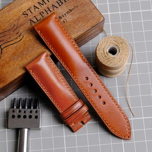 Leather Watch Strap Band - Tan watch strap - Handmade leather watch band - Custom Tan Watch Band 22mm 21mm 20mm 19mm 18mm 16mm