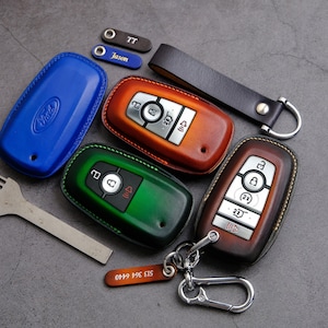 Étui pour porte-clés Ford Escape - Étui à clés en cuir fait main pour un accès sans clé à distance Ford Edge Expedition Explorer Fusion Mustang ... Cadeau pour lui