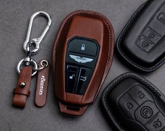 Aston Martin Key Fob Cover - Leather Key Case For Aston Martin DBX DB9 DB11 Vantage - Aston Martin Accessories Keyless Entry Remotes