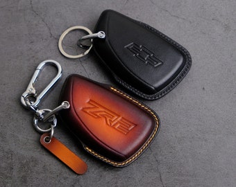 2024 2023 Chevrolet ZR2 Key Fob Cover, Leather Key Case For Keyless Entry Remote Colorado Silverado Z71 TRAIL BOSS LT Wt High Country ...