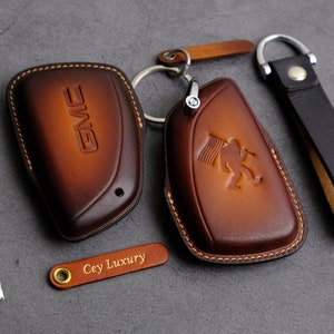 All Type GMC Key Fob Cover, Handcraft Leather Key Case For GMC Canyon Yukon Sierra, Gmc Accessories, Personalized Gift