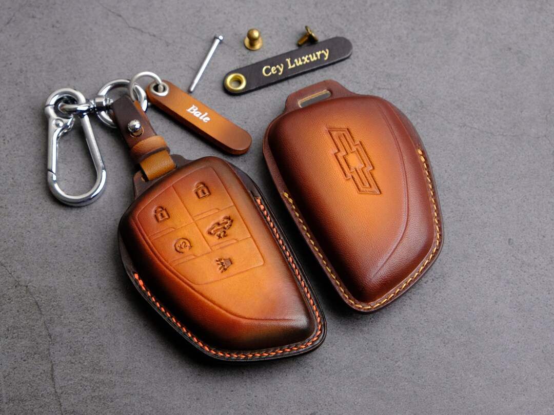 Chevrolet Silverado Key Fob Cover 2022 2023 2024, Handmade Leather Key
