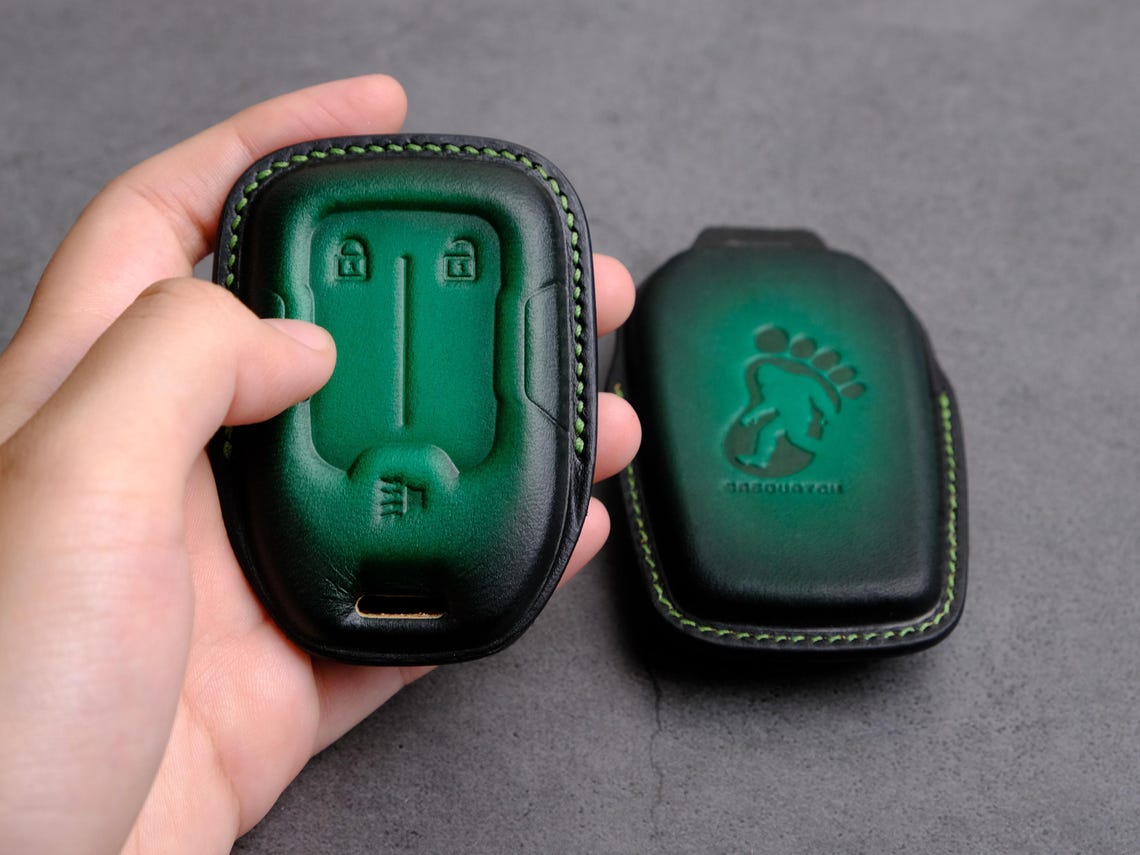 Customized Leather Key Fob Cover for GMC Acadia, Handcrafted Leather ...