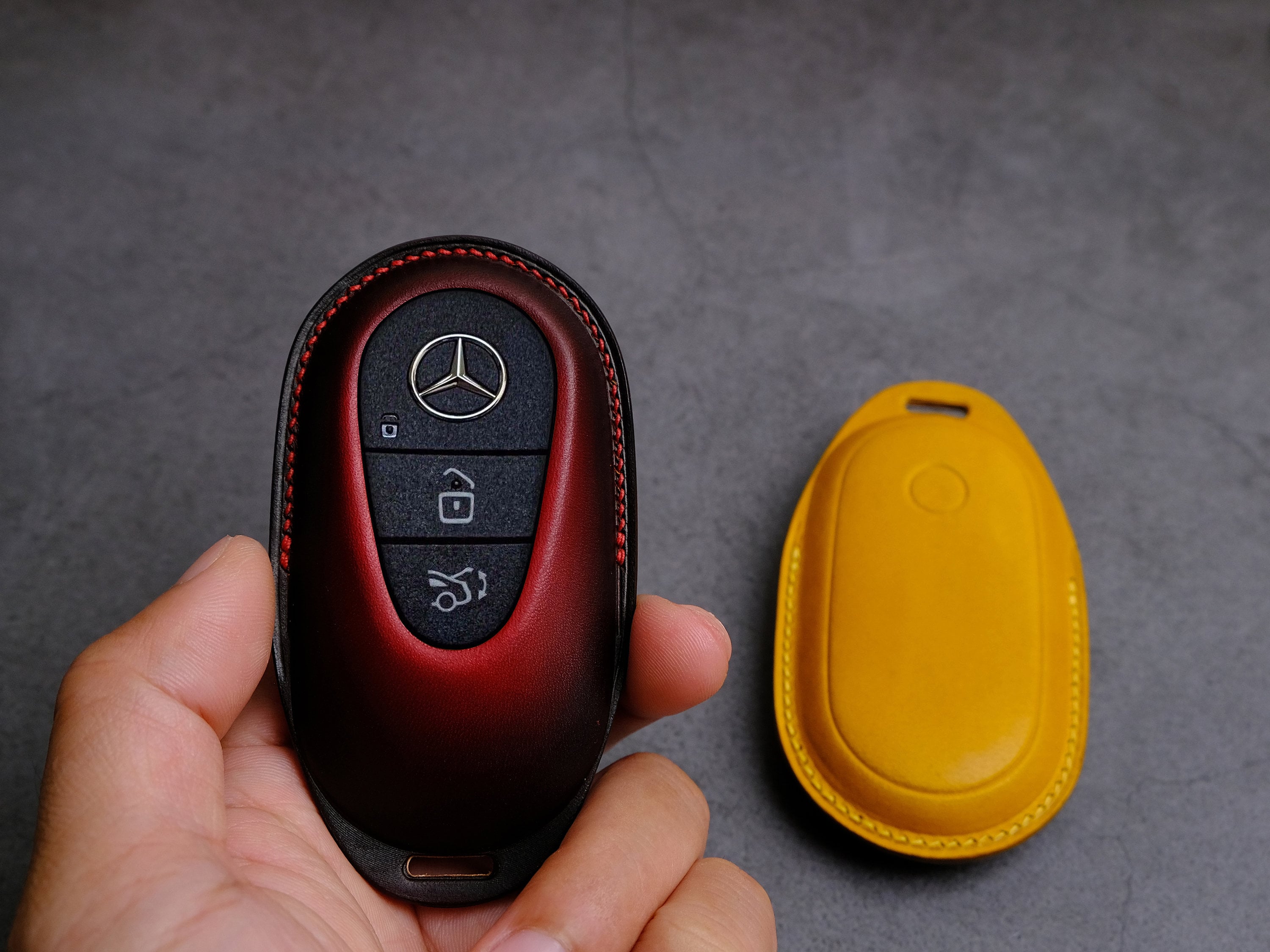Mercedes Benz EQS Key Fob Cover, Handcraft Leather Key Case Mercedes Benz EQS Key Fob Cover, Handcraft Leather Key Case