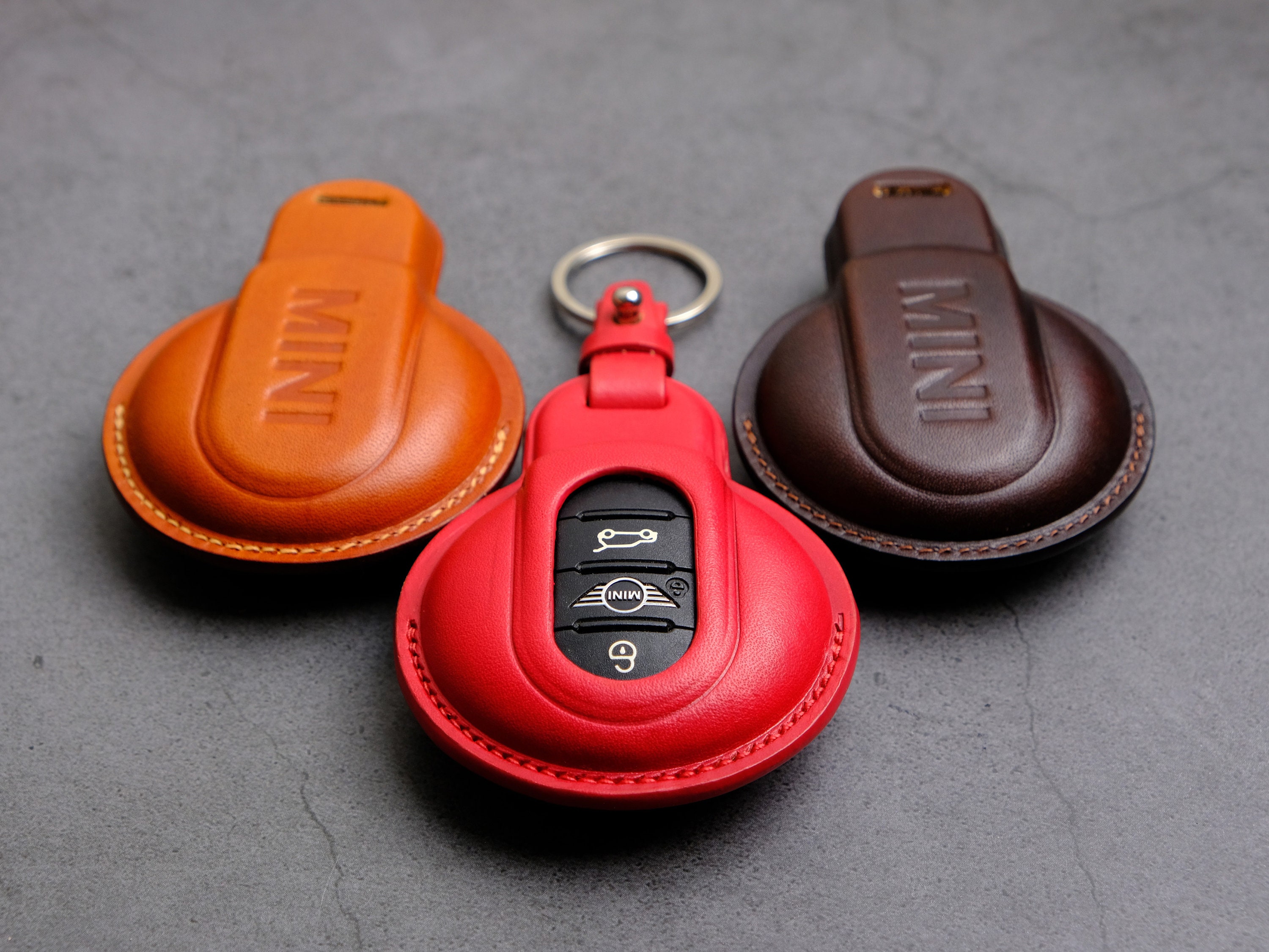 Elkuaie Schlüsseltasche Car Keyless Entry Key Cover Fall für BMW Mini Cooper  4-Buttons Smart, Ideales Geschenk