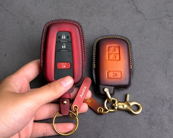 Toyota 4Runner TRD Pro Key Fob Cover, Leather Key Case For 4 Runner SR SR5 Sport Offroad Limited ... Toyota Key Chain Holder Accessory